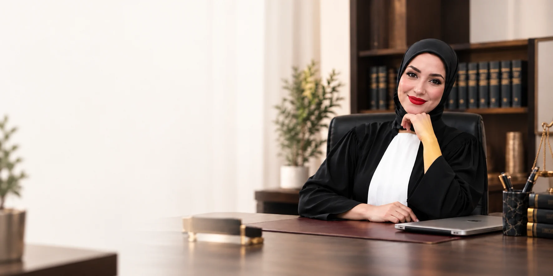 Portrait de Maître Meryem Nossir en robe d’avocate